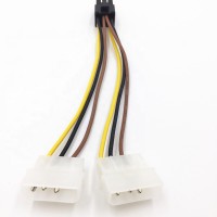 4-Pin IDE Dual Molex to 6-Pin PCI-E Express Power Adapter Cable Cord PC Splitter wiring harness